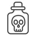 Poison in bottle line icon, halloween concept, bottle with skull sign on white background, vial with dangerous liquid Royalty Free Stock Photo