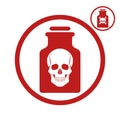 Poison bottle with scull icon.