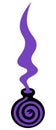 Poison bottle. Silhouette. Magical purple vapors in the form of a snake emerge from the bubble. Vector illustration.