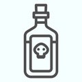 Poison can line icon. Potion in the glass bottle with skull sign. Halloween vector design concept, outline style Royalty Free Stock Photo