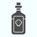 Poison can solid icon. Potion in the glass bottle with skull sign. Halloween vector design concept, glyph style Royalty Free Stock Photo