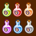 Poison cartoon bottles liquids colors elemetns