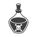 Poison glass bottle icon. A pot-bellied bottle with a cork. Isolated vector on white background. Royalty Free Stock Photo