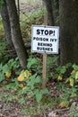 Poison ivy caution sign Royalty Free Stock Photo