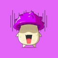A poison mushroom character fright and got shocked isolated on purple background. a poison mushroom character emoticon