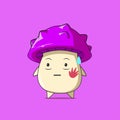 A poison mushroom character got a slap isolated on purple background. a poison mushroom character emoticon illustration Royalty Free Stock Photo