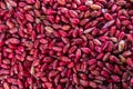 Poison for rodents from wheat dyed in a bright rich red pink color. Poison bait for field mice