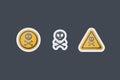 Poison sign flat icons set