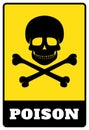 Poison Sign on yellow rectangle Board. Royalty Free Stock Photo