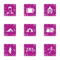 Poisoned land icons set, grunge style