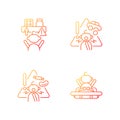 Poisoning and suffocation prevention gradient linear vector icons set