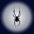 poisonous black widow spider and web on the moon. vector illustration