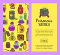 Poisonous chemicals and substances seamless pattern vector illustration. Different containers for liquids oil, biofuel