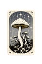 Poisonous mushrooms on tarot card. Fortune telling and spiritualism concept