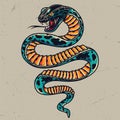 Poisonous snake colorful tattoo concept Royalty Free Stock Photo