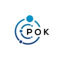 POK letter technology logo design on white background. POK creative initials letter IT logo concept. POK letter design