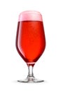 Pokal glass of fresh red beer with cap of foam isolated on white. Fruit beer cocktail Royalty Free Stock Photo