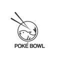 Poke bowl fish logo design template vector illustration