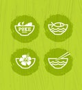 Poke Bowl Hawaiian Cuisine Restaurant Vector Design Element. Healthy Food Menu Creative Rough Illustration