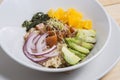 Poke bowl with tuna, avocado and quinoa