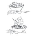 Poke bowls. Vector illustration