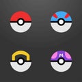 Pokemon balls icons set vector