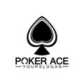 Poker Ace spade Logo Design for Casino Business, Gamble, Card Game, Speculate, etc-vector Royalty Free Stock Photo