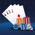 Poker aces chips and diamond betting game gambling casino Royalty Free Stock Photo
