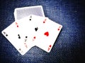 poker of aces  on deck of playing cards Royalty Free Stock Photo