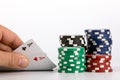 Poker Aces pair, casino chip Royalty Free Stock Photo