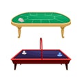Poker and air hockey tables. Board games concept vector illustration