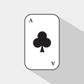 Poker card. ACE CLUB. white background to be easily separable.