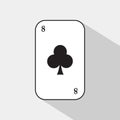 Poker card. Eight clubs. white background to be easily separable.