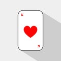 Poker card. KING HEARTS. white background to be easily separable.