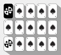 Poker card. Set Fifteen SHOVEL WHITE. background.