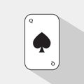 Poker card. spade queen. white background to be easily separable.