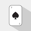 Poker card. spade seven. white background to be easily separable.