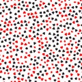 Poker card suit seamless pattern background. Black spades and clubs. Red hearts and diamonds singns. Abstract vector Royalty Free Stock Photo