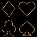 Poker card suits, golden frame - hearts, clubs, spades and diamonds Royalty Free Stock Photo