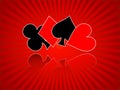 Poker card suits on red background shiny Royalty Free Stock Photo