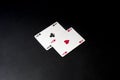 Poker cards over black. Pair of aces. Blackjack. Royalty Free Stock Photo