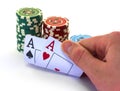 The poker cards with chips Royalty Free Stock Photo