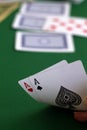 Poker cards and chips.card red and black aces in casino Royalty Free Stock Photo