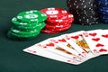 Poker cards and chips closeup Royalty Free Stock Photo