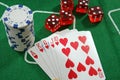 Poker Cards, Chips and Dices Royalty Free Stock Photo