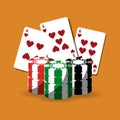 Poker cards and chips gamble fortune