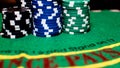 Poker cards and chips of many colors. Royalty Free Stock Photo