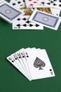 Poker cards and chips.royal flush in casino. Royalty Free Stock Photo