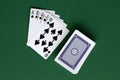 Poker cards and chips.royal flush in casino. Royalty Free Stock Photo