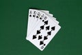 Poker cards and chips.royal flush in casino. Royalty Free Stock Photo